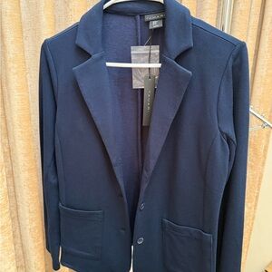 Tahari Navy Knit Blazer Jacket